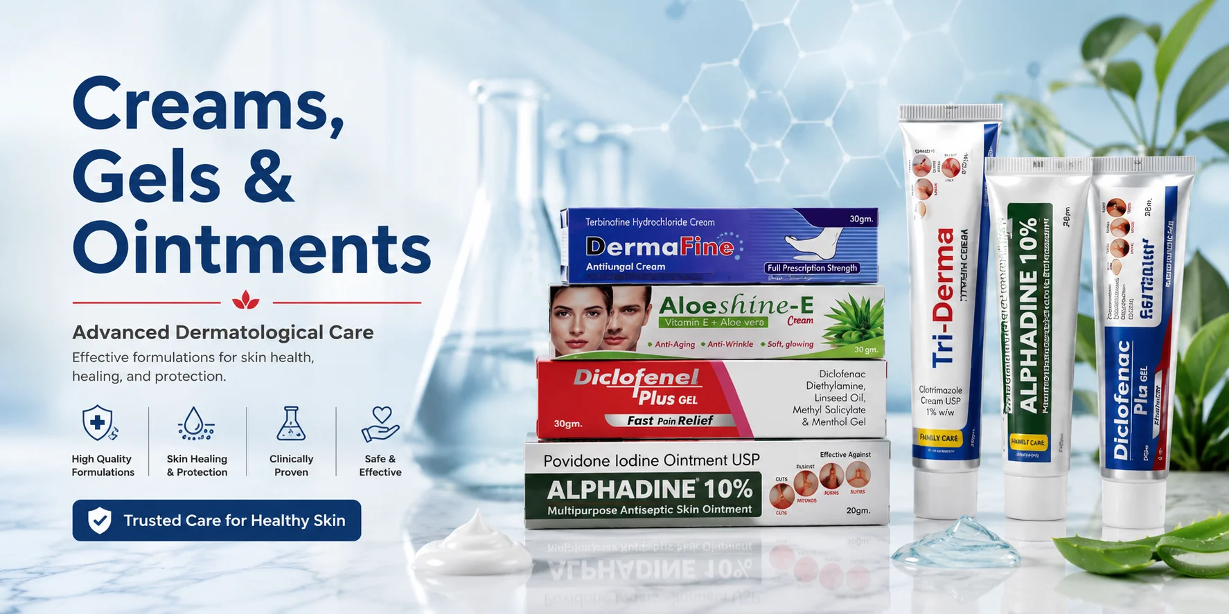 Premium pharmaceutical creams gels and ointments