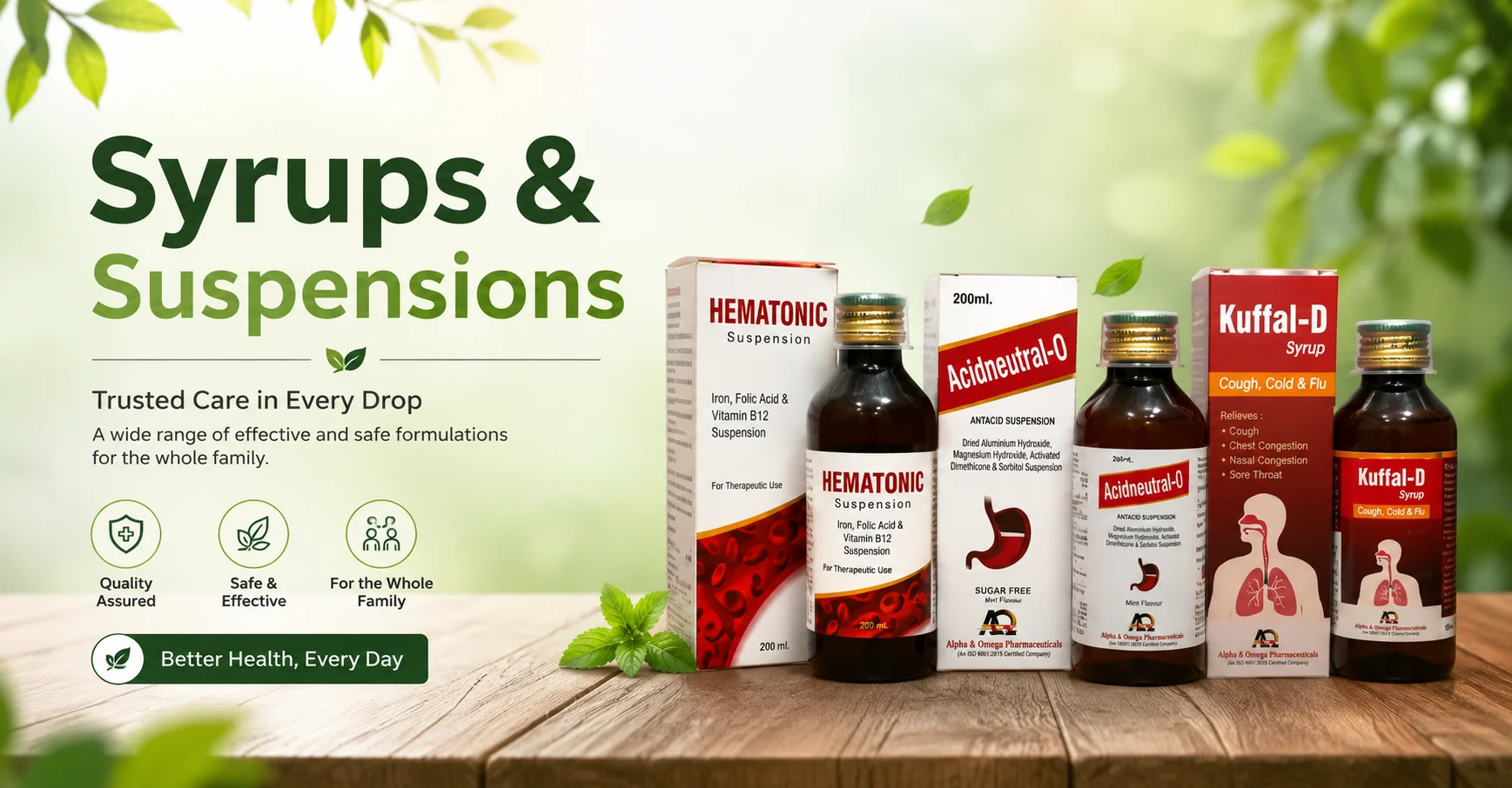 Alpha & Omega Pharmaceuticals Syrups and Suspensions