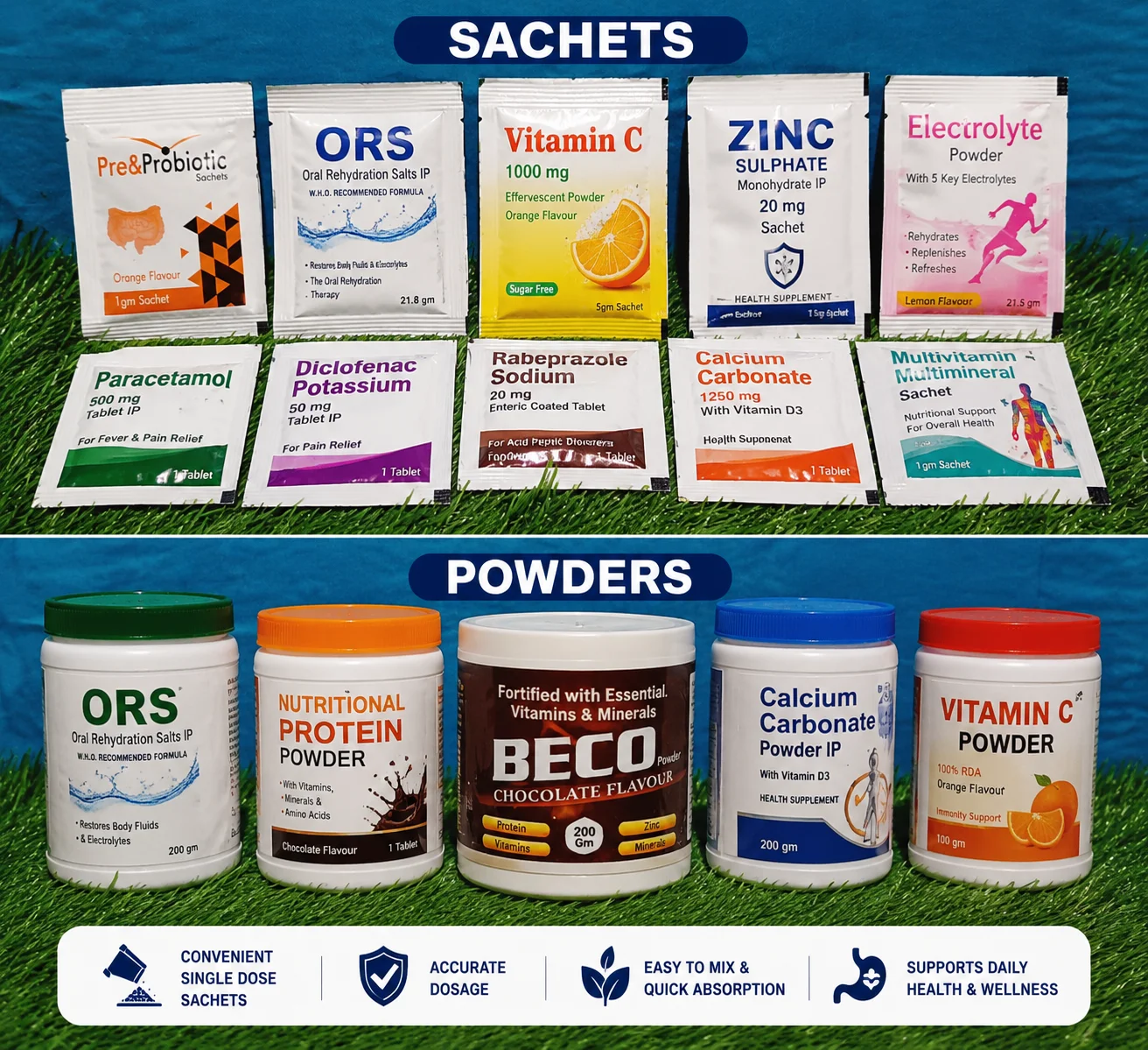 Healthcare sachets and nutritional powders